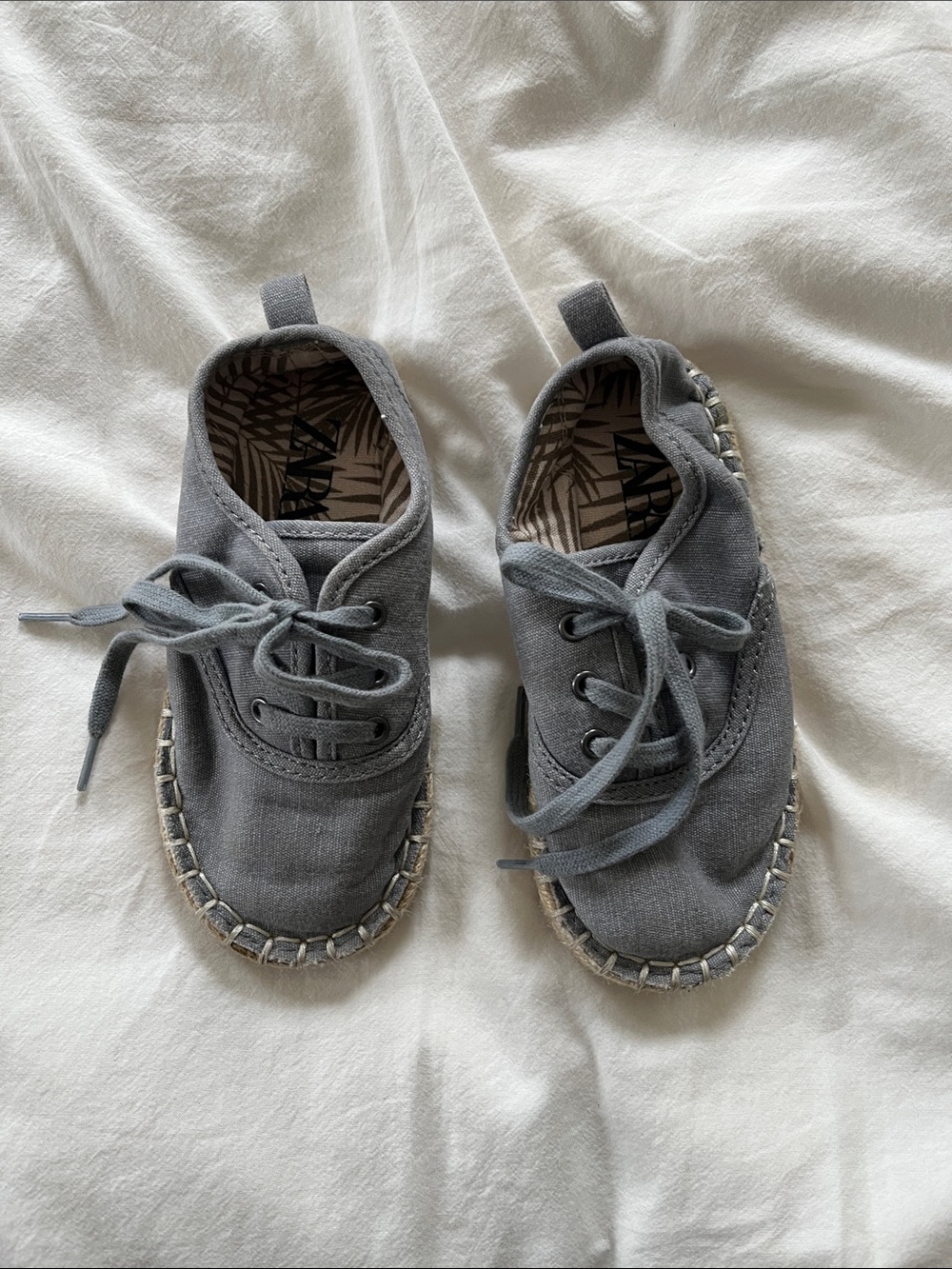 Zara Kids Gray Canvas Lace-Up Sneakers